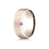 14k Rose Gold 8mm Comfort-fit Satin-finished Drop Beveled Edge Carved Design Band