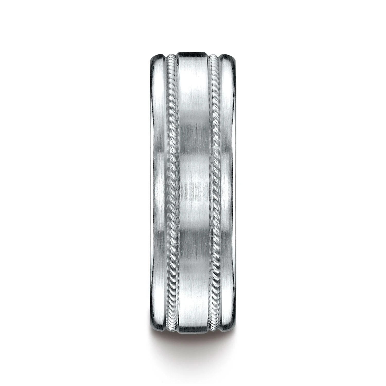 Platinum Yellow Gold 7.5mm Comfort-fit Satin-finished Rope Carved Design Band 5 Platinum Yellow Gold 7.5mm Comfort-fit Satin-finished Rope Carved Design Band - Image 3