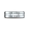 Platinum 7.5mm Comfort-fit Satin-finished High Polished Center Cut Carved Design Band