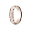 14k Rose Gold Comfort Fit 6mm High Polish Edge Hammered Center Design Band