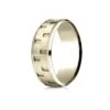 14 Karat Yellow Gold 8mm Comfort-fit Drop Bevel Sandblasted Satin Finish Chain Link Design Band