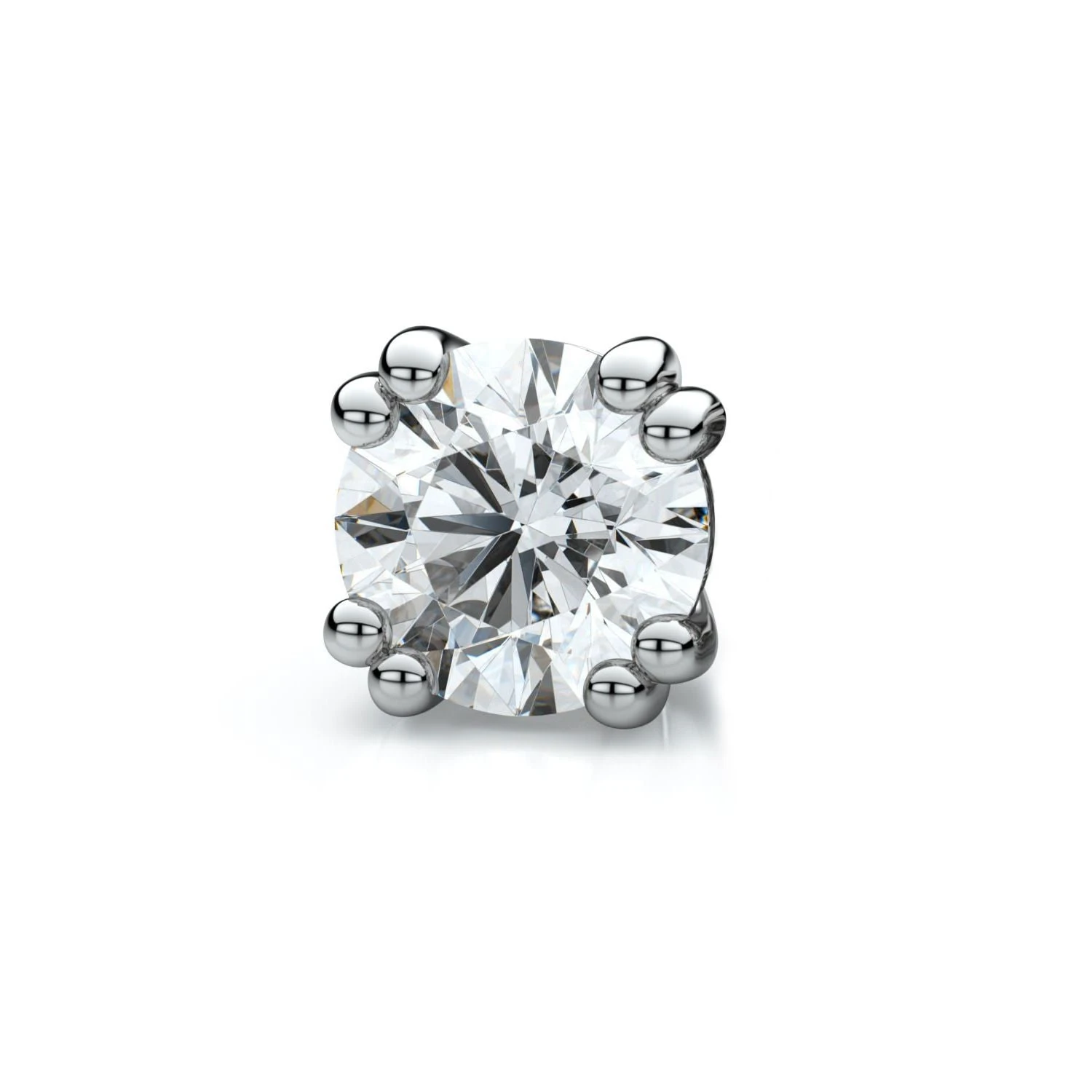 14k White Gold Double Prong Round Diamond Single Stud Earring 0.50ctw (5.2mm Ea), F-g Color, Vs Clarity 3 14k White Gold Double Prong Round Diamond Single Stud Earring 0.50ctw (5.2mm Ea), F-g Color, Vs Clarity