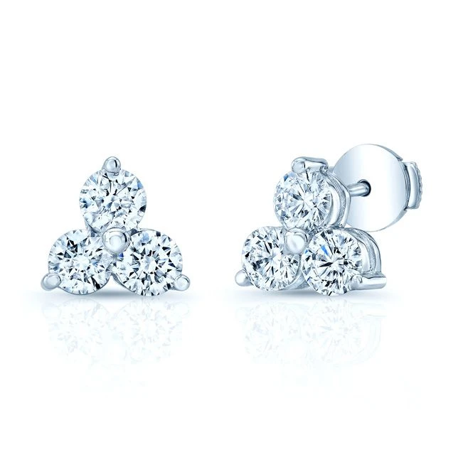 Diamond Flower Earring In 14k White Gold (2 Ct.tw.) 3 Diamond Flower Earring In 14k White Gold (2 Ct.tw.)
