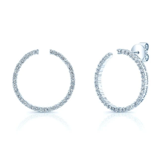 Diamond Open Circle Earrings In 14k White Gold 3/4ctw 3 Diamond Open Circle Earrings In 14k White Gold 3/4ctw