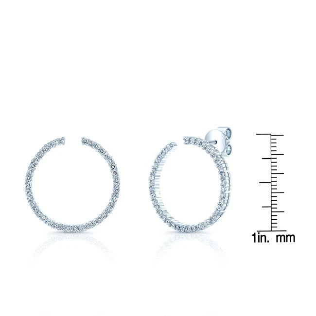 Diamond Open Circle Earrings In 14k White Gold 3/4ctw 4 Diamond Open Circle Earrings In 14k White Gold 3/4ctw - Image 2