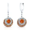 Citrine & Diamond Drop Earrings In 14k White Gold