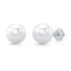 White 7-7.5mm Akoya Pearl Stud Earrings In 14k White Gold