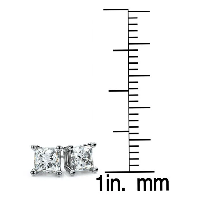 Dnu-14k White Gold 4-prong Princess Diamond Stud Earrings (0.25 Ct. T.w., Vs1-vs2 Clarity, H-i Color) 5 Dnu-14k White Gold 4-prong Princess Diamond Stud Earrings (0.25 Ct. T.w., Vs1-vs2 Clarity, H-i Color) - Image 3