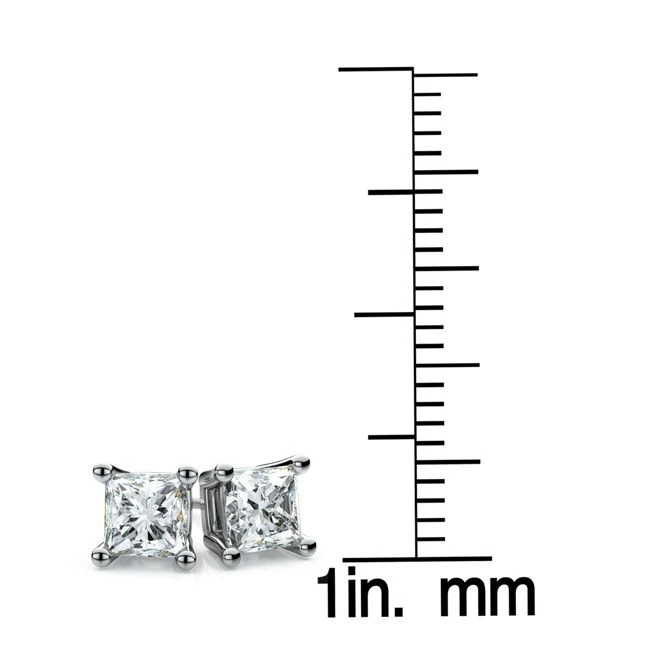18k White Gold 4-prong Princess Diamond Stud Earrings (0.75 Ct. T.w., Si1-2 Clarity, H-i Color) 5 18k White Gold 4-prong Princess Diamond Stud Earrings (0.75 Ct. T.w., Si1-2 Clarity, H-i Color) - Image 3
