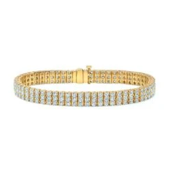 Diamond Round 4-prong Triple Row Bracelet In 14k Yellow Gold (6.72ctw)