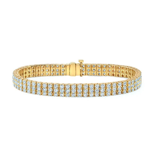 Diamond Round 4-prong Triple Row Bracelet In 14k Yellow Gold (6.72ctw) 3 Diamond Round 4-prong Triple Row Bracelet In 14k Yellow Gold (6.72ctw)