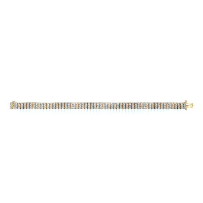 Diamond Round 4-prong Triple Row Bracelet In 14k Yellow Gold (6.72ctw) 4 Diamond Round 4-prong Triple Row Bracelet In 14k Yellow Gold (6.72ctw) - Image 2