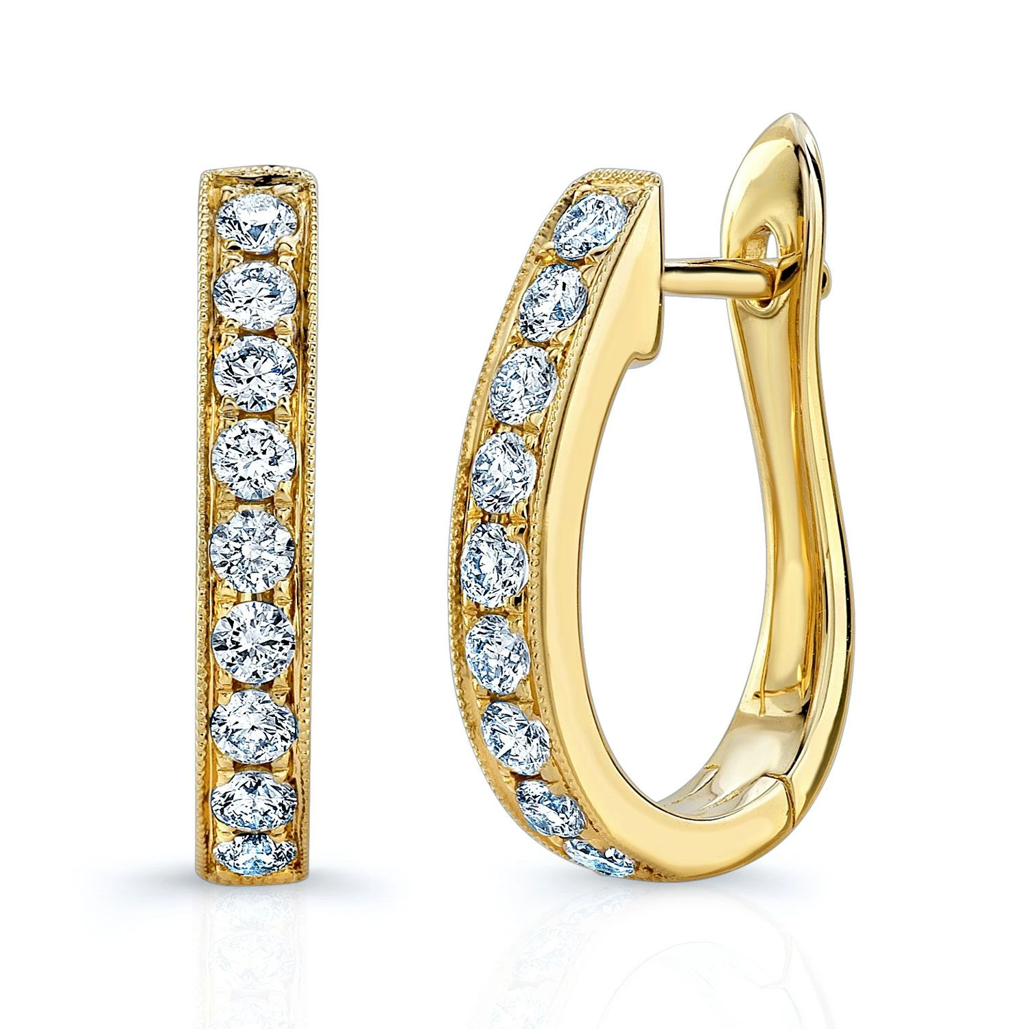 Diamond J Hoop Earrings In 14k Yellow Gold (0.50 Ctw) 3 Diamond J Hoop Earrings In 14k Yellow Gold (0.50 Ctw)