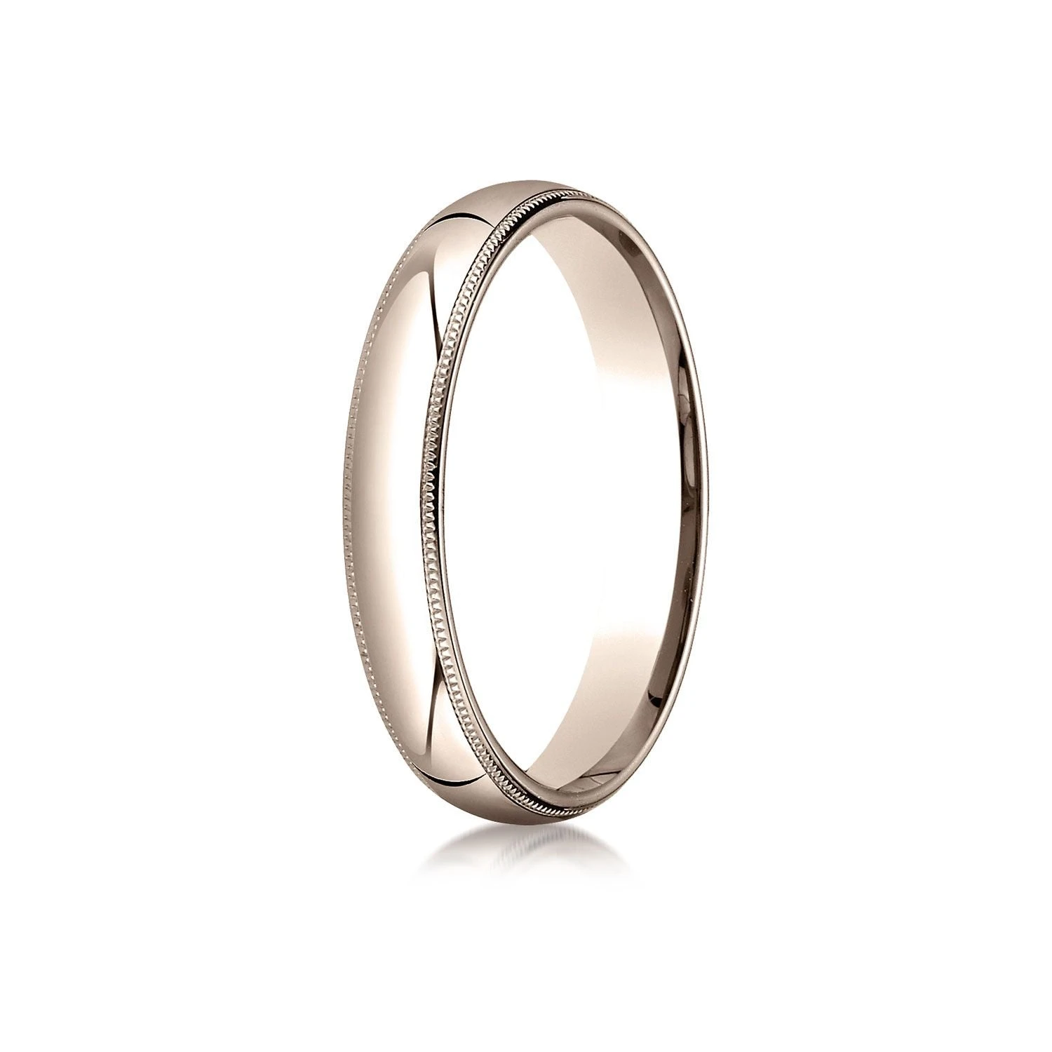 14k Rose Gold 4mm Slightly Domed Standard Comfort-fit Ring With Milgrain 3 14k Rose Gold 4mm Slightly Domed Standard Comfort-fit Ring With Milgrain