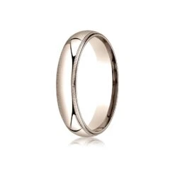 14k Rose Gold 5mm Slightly Domed Standard Comfort-fit Ring With Milgrain