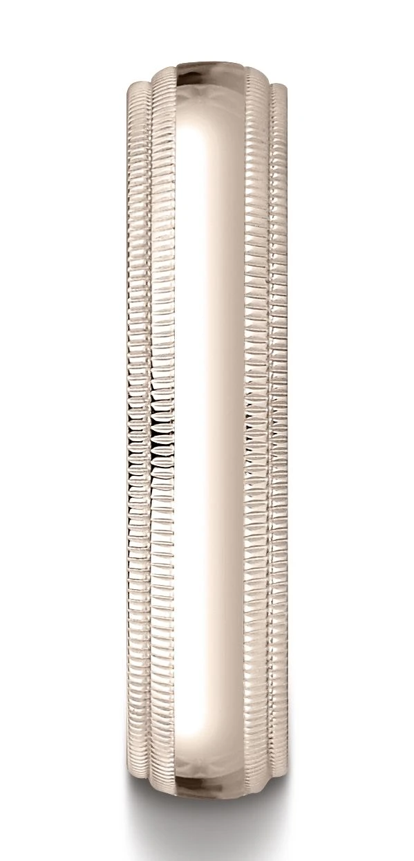 14k Rose Gold 5mm Slightly Domed Standard Comfort-fit Ring With Double Milgrain 4 14k Rose Gold 5mm Slightly Domed Standard Comfort-fit Ring With Double Milgrain - Image 2