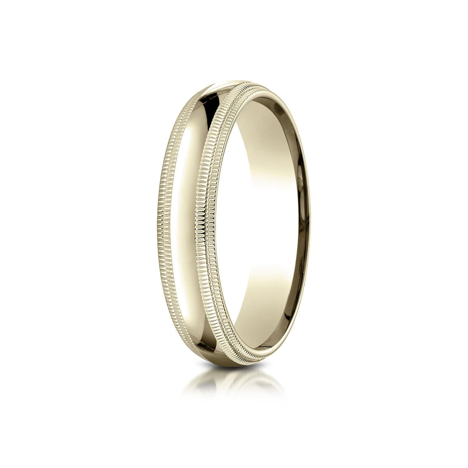 18k Yellow Gold 5mm Slightly Domed Standard Comfort-fit Ring With Double Milgrain 3 18k Yellow Gold 5mm Slightly Domed Standard Comfort-fit Ring With Double Milgrain