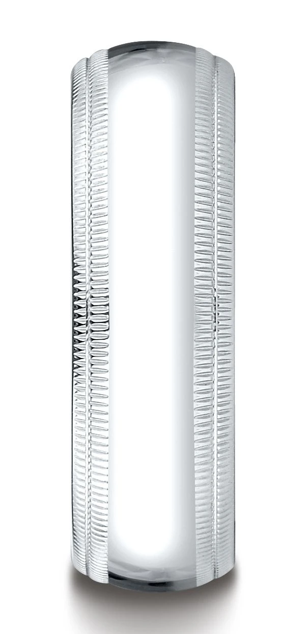 Platinum 7mm Slightly Domed Standard Comfort-fit Ring With Double Milgrain 5 Platinum 7mm Slightly Domed Standard Comfort-fit Ring With Double Milgrain - Image 3