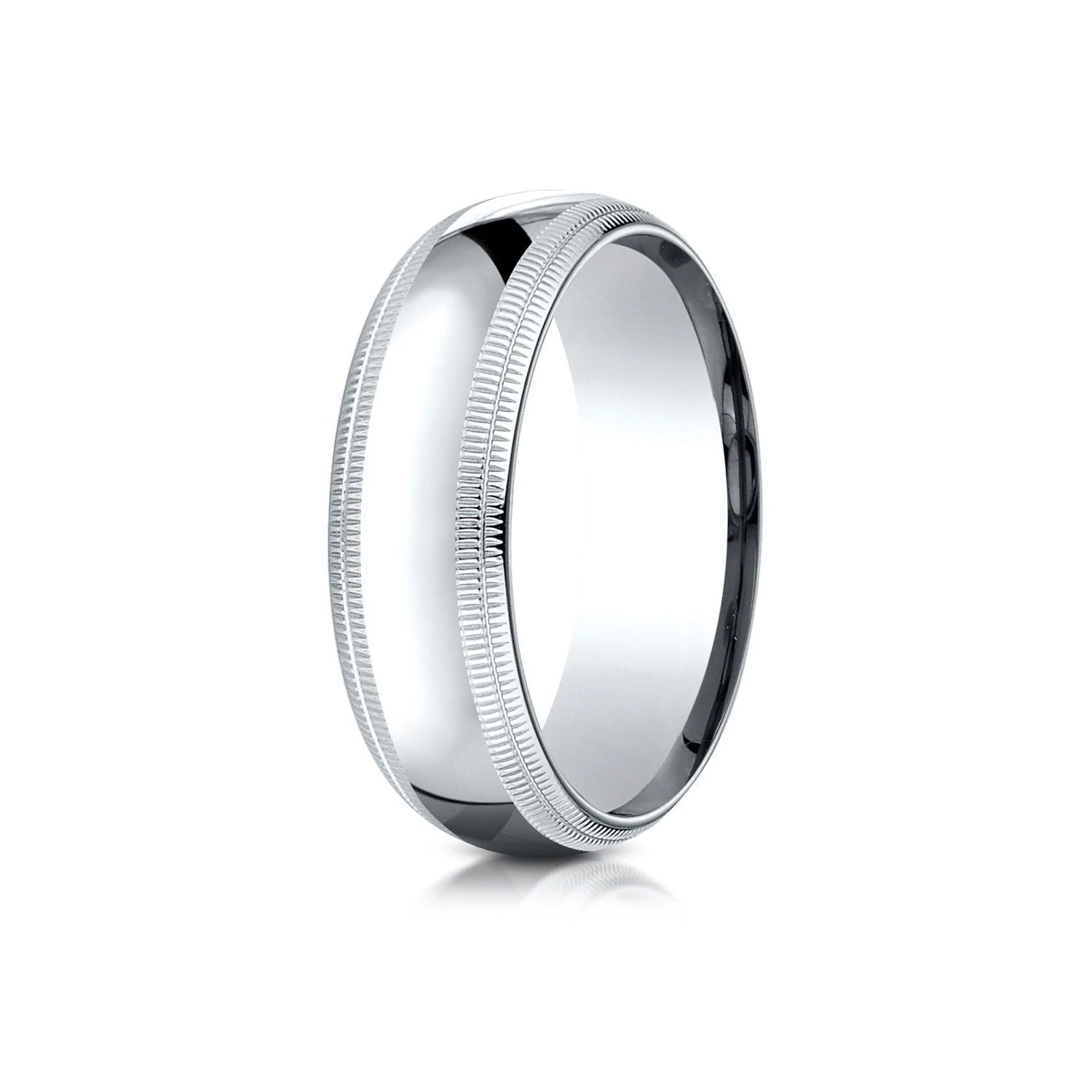 Platinum 7mm Slightly Domed Standard Comfort-fit Ring With Double Milgrain 4 Platinum 7mm Slightly Domed Standard Comfort-fit Ring With Double Milgrain - Image 2