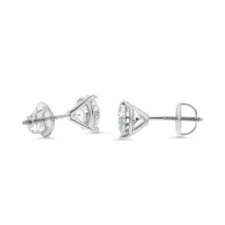 Platinum 3-prong Round Brilliant Diamond Stud Earrings (0.32 Ct. T.w., Vs1-vs2 Clarity, H-i Color) -Aurora Jewels Store m1 threeprong w side 57 eff9db60 04ea 4b64 b961 e4e47d78e0a3