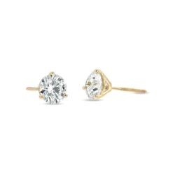18k Yellow Gold 3-prong Round Brilliant Diamond Stud Earrings (1.48 Ct. T.w., Vs1-vs2 Clarity, H-i Color) -Aurora Jewels Store m1 threeprong y 3qtr 10 cdaa3a1a ac0a 4269 9ed4 5803986a36bb