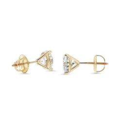 18k Yellow Gold 3-prong Round Brilliant Diamond Stud Earrings (1.48 Ct. T.w., Vs1-vs2 Clarity, H-i Color) -Aurora Jewels Store m1 threeprong y side 10 ede2e06b d8f9 4bae 9f1a 92f84919fe15