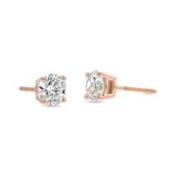 14k Rose Gold 4-prong Round Brilliant Diamond Stud Earrings (1.48 Ct. T.w., Vs1-vs2 Clarity, H-i Color) -Aurora Jewels Store m2 fourprong r 3qtr 25