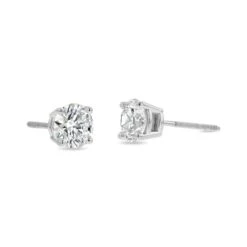 18k White Gold 4-prong Round Brilliant Diamond Stud Earrings (0.22 Ct. T.w., Vs1-vs2 Clarity, F-g Color) -Aurora Jewels Store m2 fourprong w 3qtr 64