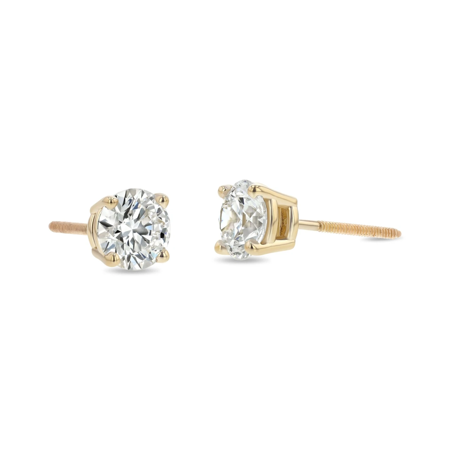 14k Yellow Gold 4-prong Round Brilliant Diamond Stud Earrings (1.06 Ct. T.w., Vs1-vs2 Clarity, H-i Color) 5 14k Yellow Gold 4-prong Round Brilliant Diamond Stud Earrings (1.06 Ct. T.w., Vs1-vs2 Clarity, H-i Color) - Image 3