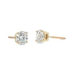 18k Yellow Gold 4-prong Round Diamond Stud Earrings 1/2ctw (4.0mm Ea), M-n Color, Si2-si3 Clarity -Aurora Jewels Store m2 fourprong y 3qtr 55