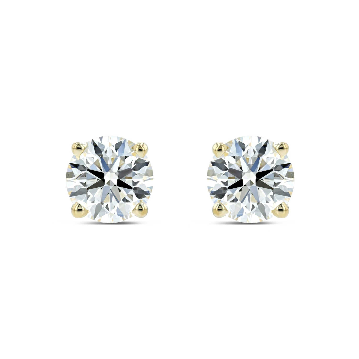 14k Yellow Gold 4-prong Round Brilliant Diamond Stud Earrings (1.06 Ct. T.w., Vs1-vs2 Clarity, H-i Color) 4 14k Yellow Gold 4-prong Round Brilliant Diamond Stud Earrings (1.06 Ct. T.w., Vs1-vs2 Clarity, H-i Color) - Image 2