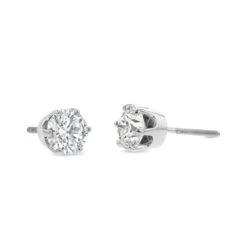 14k White Gold 6-prong Round Brilliant Diamond Stud Earrings (1 Ct. T.w., Si1-si2 Clarity, J-k Color) -Aurora Jewels Store m3 sixprong w 3qtr 25