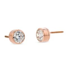 14k Rose Gold Bezel Set Round Brilliant Diamond Stud Earrings (0.75 Ct. T.w., Vs1-vs2 Clarity, F-g Color) 9 14k Rose Gold Bezel Set Round Brilliant Diamond Stud Earrings (0.75 Ct. T.w., Vs1-vs2 Clarity, F-g Color) -Aurora Jewels Store m4 bezel r 3qtr 14