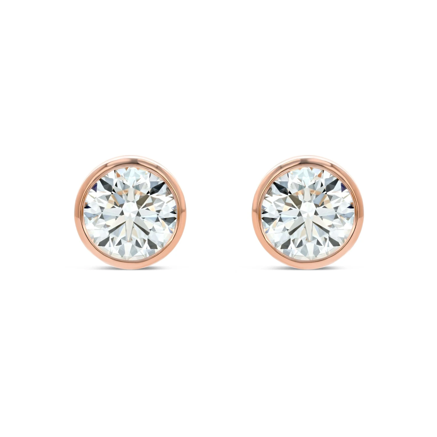 14k Rose Gold Bezel Set Round Brilliant Diamond Stud Earrings (0.75 Ct. T.w., Vs1-vs2 Clarity, F-g Color) 4 14k Rose Gold Bezel Set Round Brilliant Diamond Stud Earrings (0.75 Ct. T.w., Vs1-vs2 Clarity, F-g Color) - Image 2