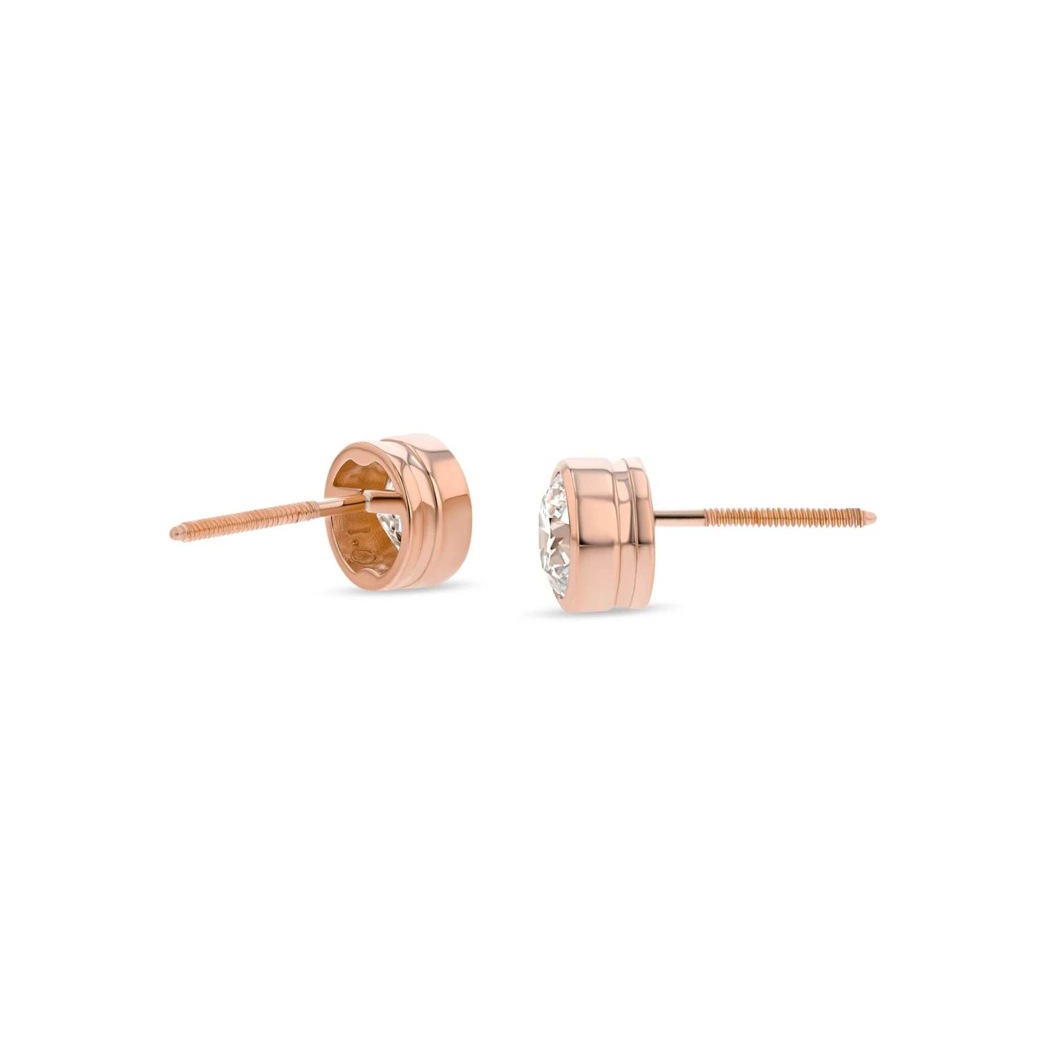 14k Rose Gold Bezel Set Round Brilliant Diamond Stud Earrings (0.75 Ct. T.w., Vs1-vs2 Clarity, F-g Color) 6 14k Rose Gold Bezel Set Round Brilliant Diamond Stud Earrings (0.75 Ct. T.w., Vs1-vs2 Clarity, F-g Color) - Image 4