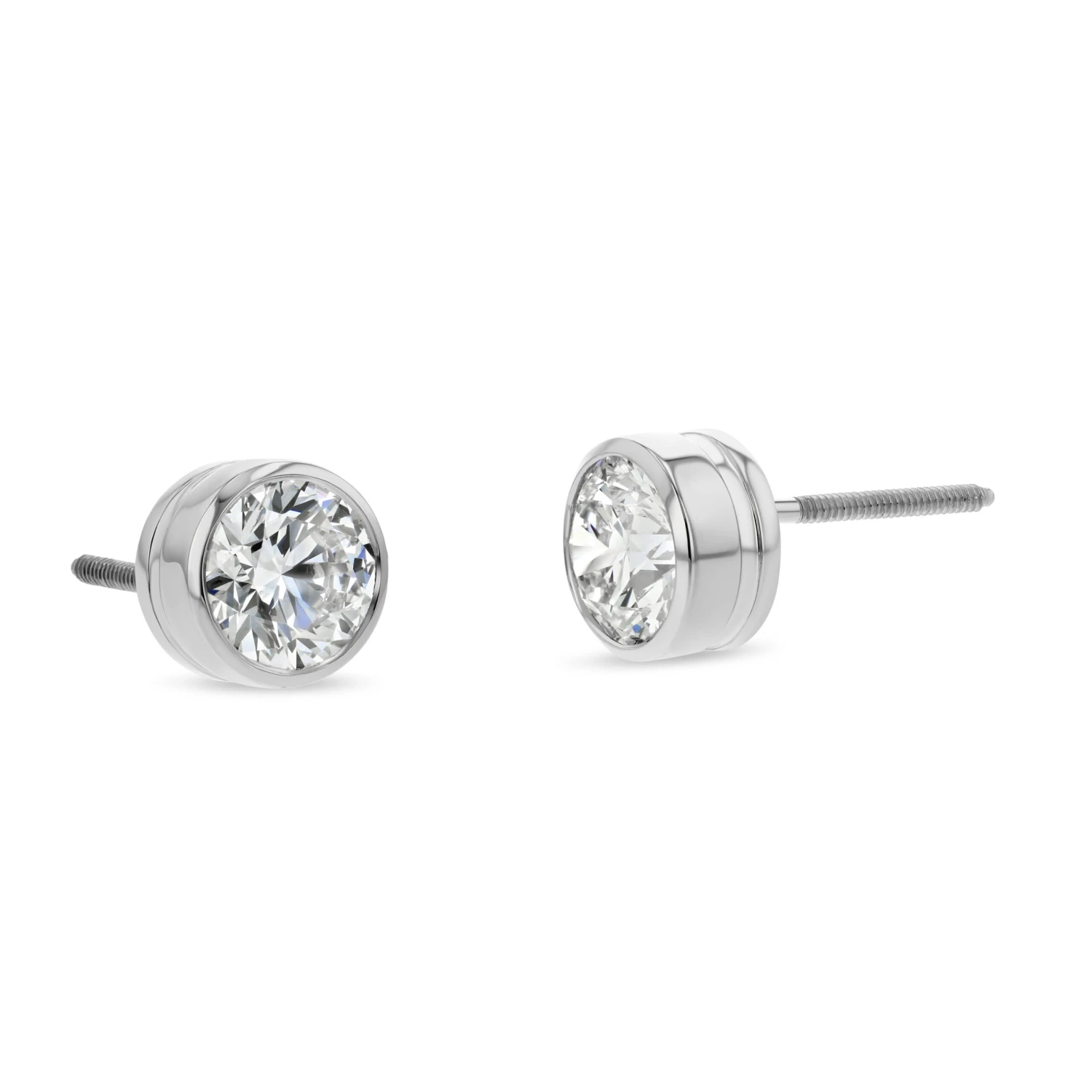 14k White Gold Bezel Set Round Brilliant Diamond Stud Earrings (0.5 Ct. T.w., Vs1-vs2 Clarity, H-i Color) 5 14k White Gold Bezel Set Round Brilliant Diamond Stud Earrings (0.5 Ct. T.w., Vs1-vs2 Clarity, H-i Color) - Image 3