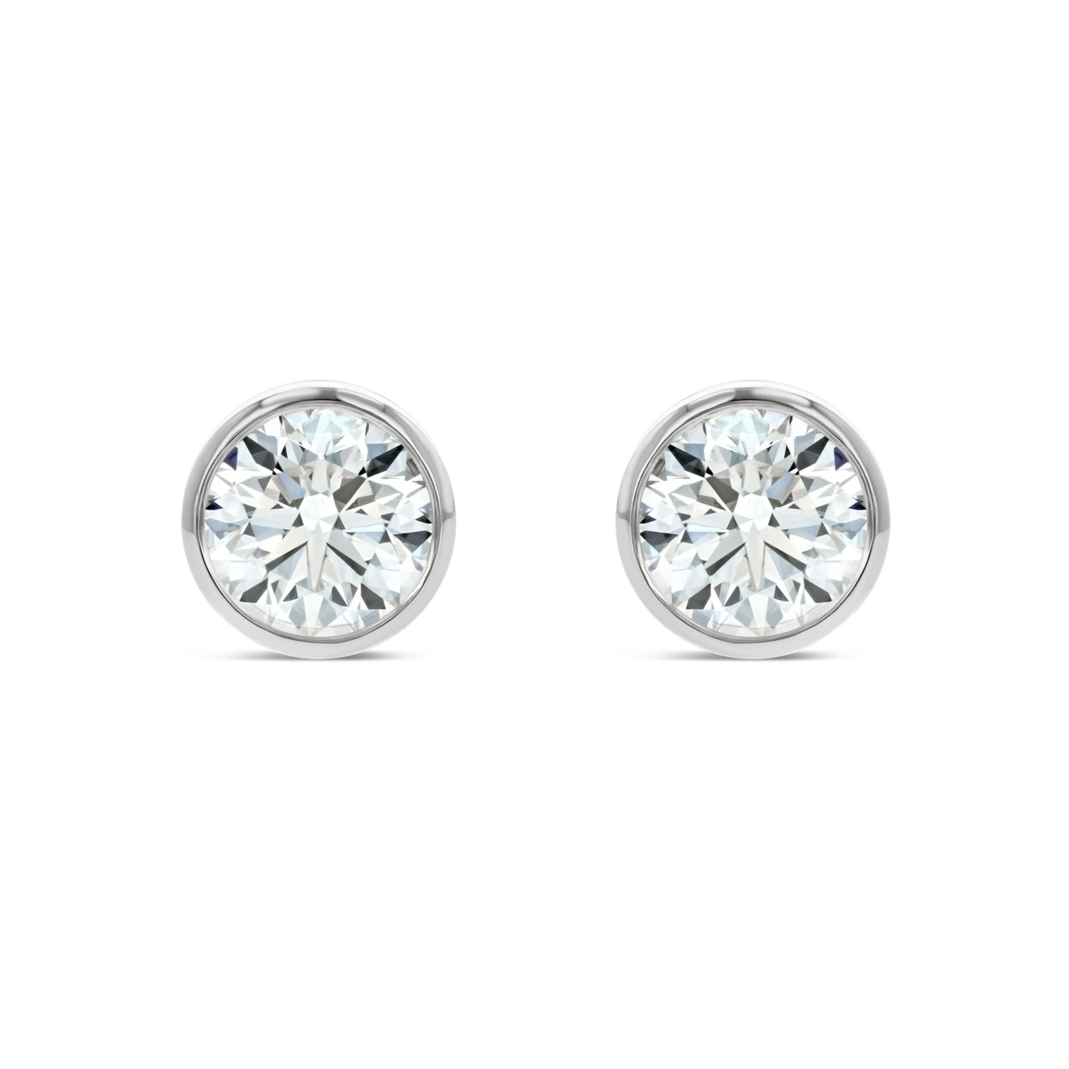 Certified 14k White Gold Bezel Set Lab Created Round Brilliant Diamond Stud Earrings (2.0 Ct. T.w., Vvs1-vs2 Clarity, D-g Color) 3 Certified 14k White Gold Bezel Set Lab Created Round Brilliant Diamond Stud Earrings (2.0 Ct. T.w., Vvs1-vs2 Clarity, D-g Color) - Image 2