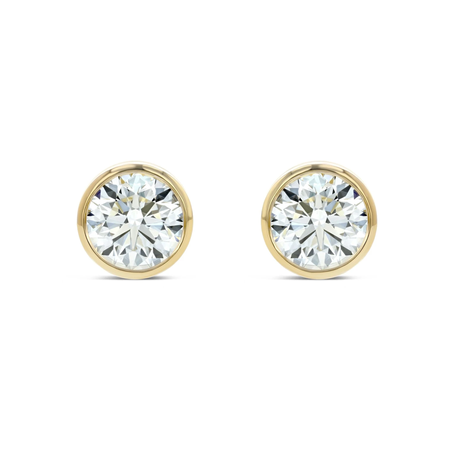 14k Yellow Gold Bezel Round Diamond Stud Earrings 1/2ctw (4.1mm Ea), G-h Color, I1 Clarity 4 14k Yellow Gold Bezel Round Diamond Stud Earrings 1/2ctw (4.1mm Ea), G-h Color, I1 Clarity - Image 2