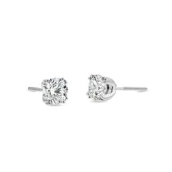 18k White Gold 8-prong Round Brilliant Diamond Stud Earrings (1 Ct. T.w., Si1-si2 Clarity, J-k Color) -Aurora Jewels Store m5 doubleprong w 3qtr 52