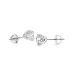 14k White Gold Double Prong Round Diamond Stud Earrings 1/2ctw (4.1mm Ea), G-h Color, I1 Clarity -Aurora Jewels Store m5 doubleprong w side 4 d0dfbed6 d596 4864 beaa b90cf296c2cf