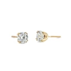 18k Yellow Gold 8-prong Round Brilliant Diamond Stud Earrings (1.48 Ct. T.w., Vs1-vs2 Clarity, H-i Color) -Aurora Jewels Store m5 doubleprong y 3qtr 26