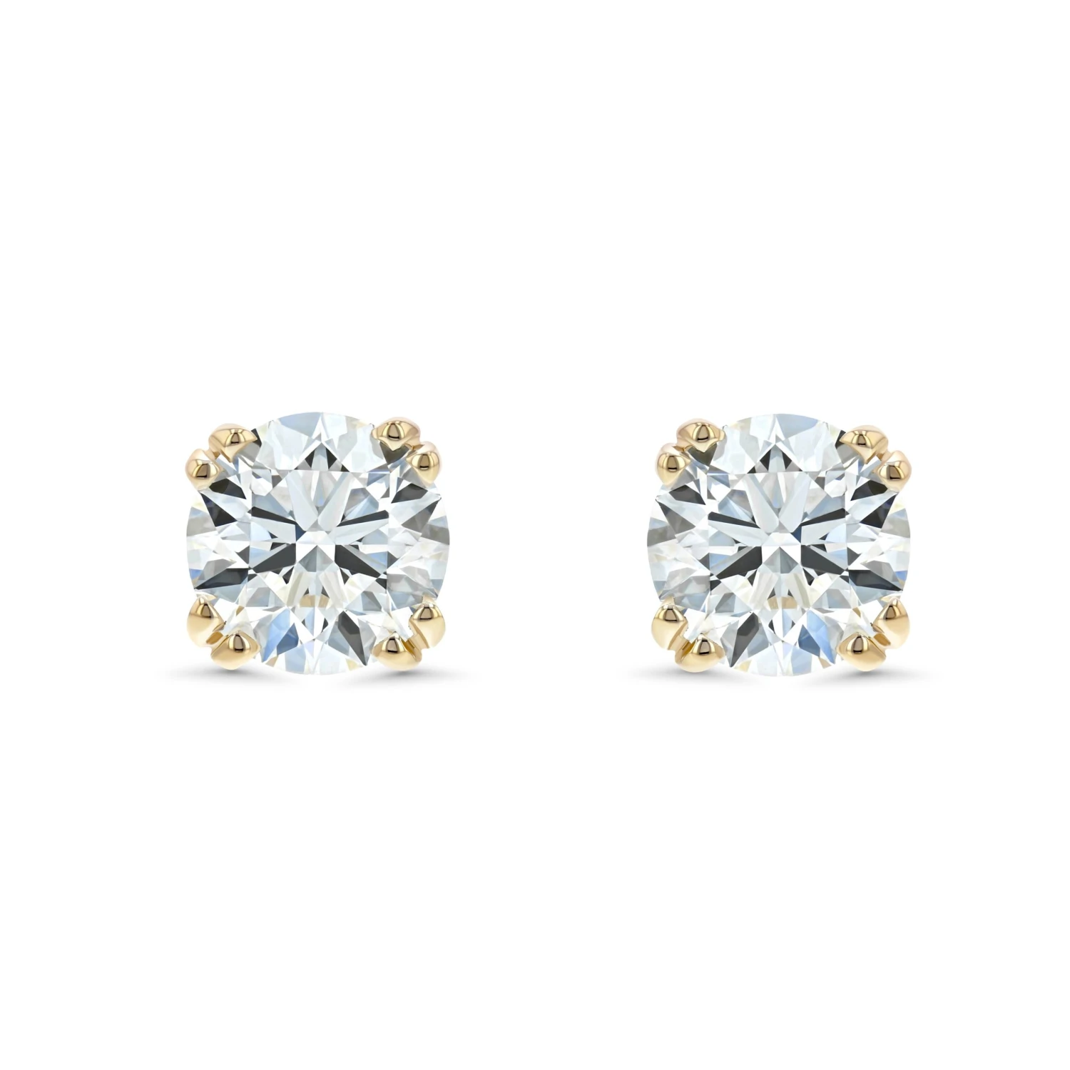 18k Yellow Gold 8-prong Round Brilliant Diamond Stud Earrings (0.5 Ct. T.w., Vs1-vs2 Clarity, H-i Color) 4 18k Yellow Gold 8-prong Round Brilliant Diamond Stud Earrings (0.5 Ct. T.w., Vs1-vs2 Clarity, H-i Color) - Image 2