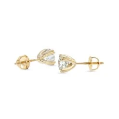 14k Yellow Gold Double Prong Round Diamond Stud Earrings 1ctw (5.2mm Ea), H Color, Si3-i1 Clarity -Aurora Jewels Store m5 doubleprong y side 86117b69 84a5 46e8 9108 be2bd0c147ea