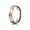 14k Rose Gold 6mm Comfort-fit Satin-finished High Polished Center Trim And Round Edge Carved Design Band