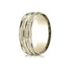 14k Yellow Gold 8mm Comfort-fit Hammer-finished High Polished Center Trim And Round Edge Carved Design Band