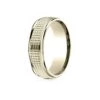18 Karat Yellow Gold 7mm Comfort-fit High Polish Round Edge Cross Hatch Center Design Band