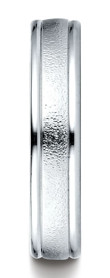 Platinum 4mm Comfort-fit Wired-finished High Polished Round Edge Carved Design Band 5 Platinum 4mm Comfort-fit Wired-finished High Polished Round Edge Carved Design Band - Image 3