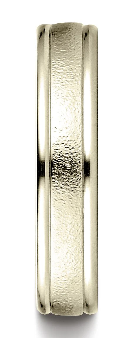 14k Yellow Gold 4mm Comfort-fit Wired-finished High Polished Round Edge Carved Design Band 4 14k Yellow Gold 4mm Comfort-fit Wired-finished High Polished Round Edge Carved Design Band - Image 2