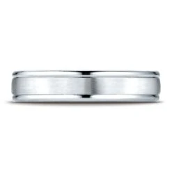 Platinum 4mm Comfort-fit Satin-finished High Polished Round Edge Carved Design Band