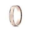 14k Rose Gold 5mm Comfort-fit Satin Finish High Polished Round Edge Carved Design Band